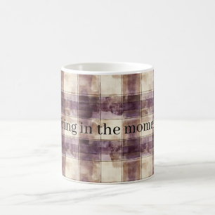 Caneca De Café Listras de Creme Roxo Bege
