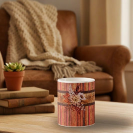 Caneca De Café Listras de Madeira Rústica e Flores