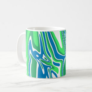 Caneca De Café Listras de Mármore Verde e Azul Fluido