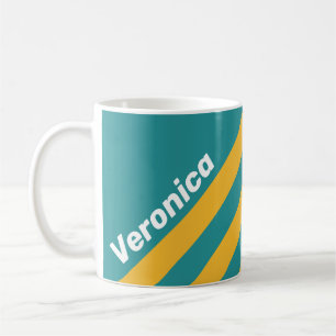 Caneca De Café Listras de Nascer do Sol de Conchas Marinhas com N