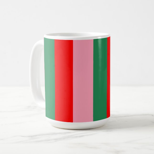 Caneca De Café Listras de Natal Contemporâneas (Frente Esquerda)
