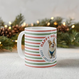 Caneca De Café Listras de Natal Foto de Férias do Pet
