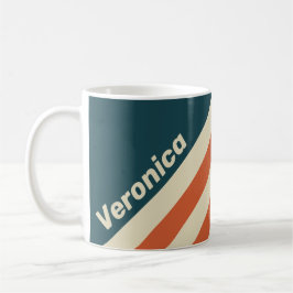 Caneca De Café Listras de Onda Retrô com Nome