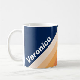 Caneca De Café Listras de Outono do Sol do Oceano com Nome