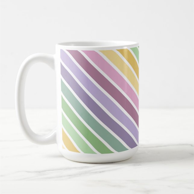 CANECA DE CAFÉ LISTRAS DE PÁSCOA AMARELO VERDE ROSA ROXO (Esquerda)