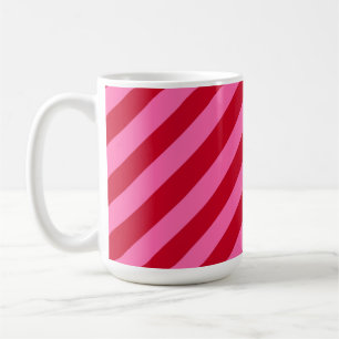 Caneca De Café Listras de Peppermint de Natal Rosa e Vermelho