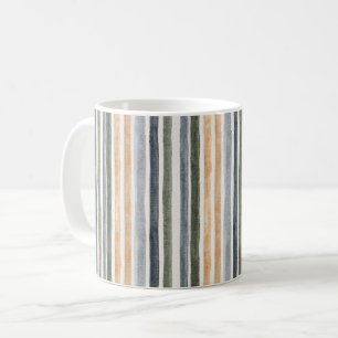 Caneca De Café Listras de Pêssego Verde Azul
