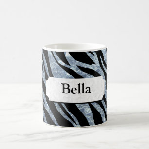 Caneca De Café Listras de prata cintilantes da zebra