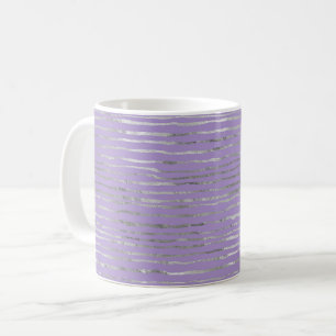 Caneca De Café Listras de Prata Roxo Lavanda