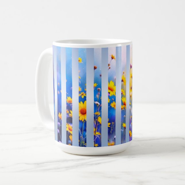 Caneca De Café Listras de Reflexos do Nascer do Sol (Frente Esquerda)