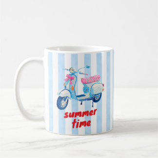 Caneca De Café Listras de Scooter de Verão Retrô Dopamina