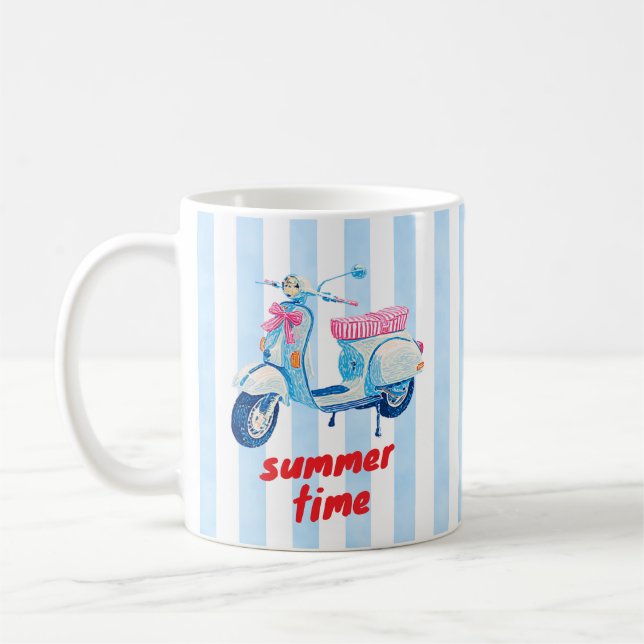 Caneca De Café Listras de Scooter de Verão Retrô Dopamina (Esquerda)