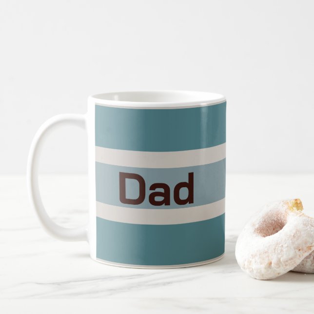 Caneca De Café Listras de Tons de Azul do Papai Padrão Muted (Com Donut)