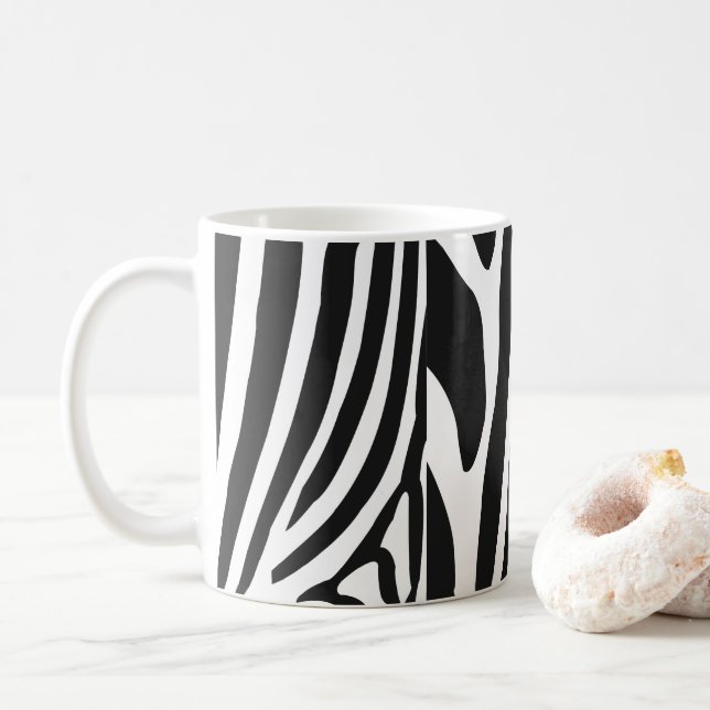 Caneca De Café Listras de Zebra Preta e Branca  (Com Donut)