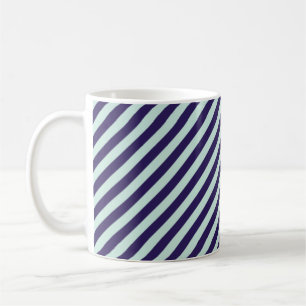 Caneca De Café Listras diagonais azuis escuras e claras