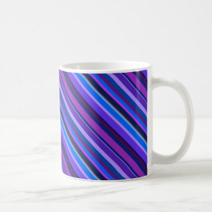 Caneca De Café Listras diagonais em azul e roxo