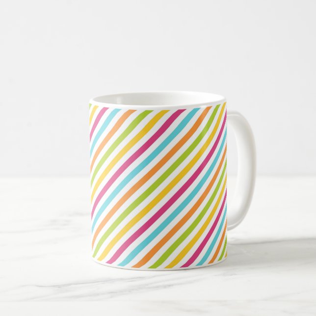 Caneca De Café Listras diagonais em cores vibrantes (Frente Esquerda)