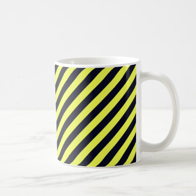 Caneca De Café Listras diagonais pretas e amarelas (Direita)