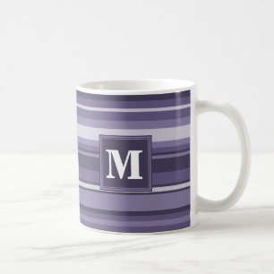 Caneca De Café Listras do roxo da urze do monograma