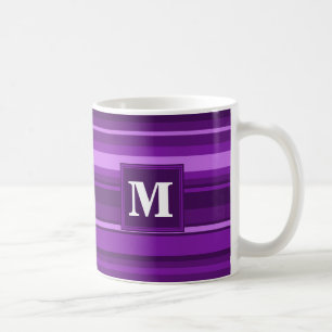 Caneca De Café Listras do roxo do monograma
