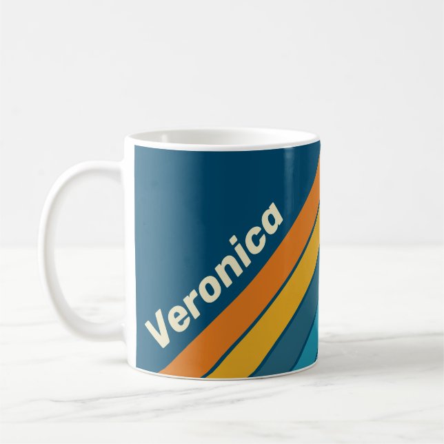 Caneca De Café Listras do Sol Azul com Nome (Esquerda)