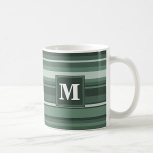 Caneca De Café Listras do verde prudente do monograma