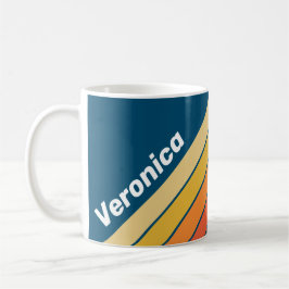 Caneca De Café Listras do Vintage Vibe do Oceano com Nome