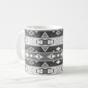 Caneca De Café Listras e formas geométricas cinza branco