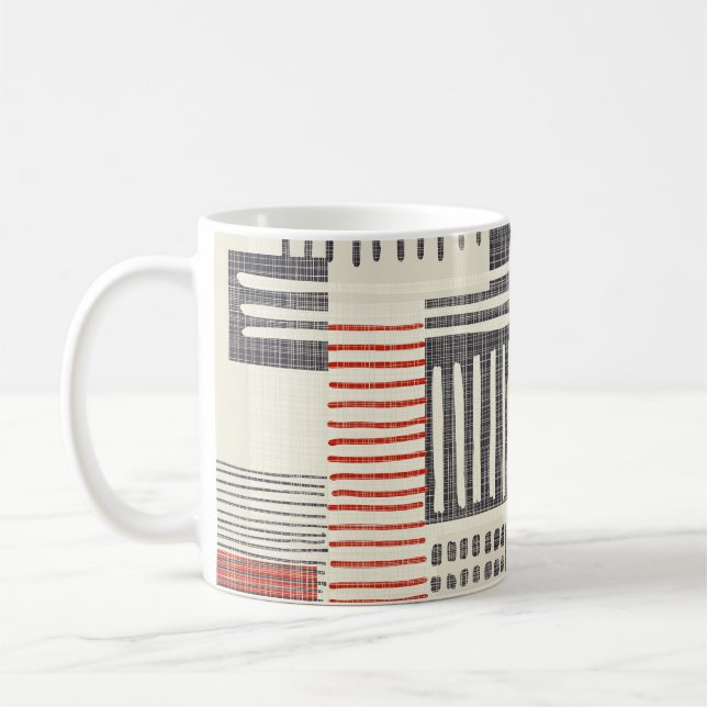 Caneca De Café Listras geométricas desenhadas à mão, padrão sem c (Esquerda)