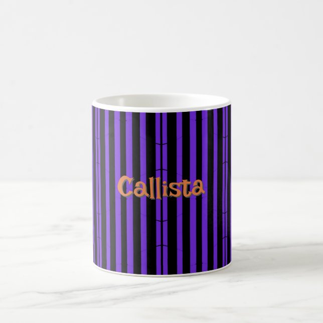 Caneca De Café Listras góticas roxas e pretas (Centro)