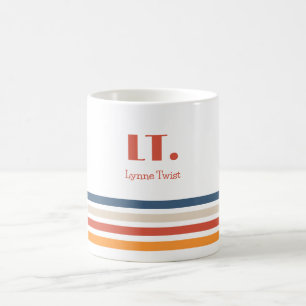 Caneca De Café Listras Horizontais Monograma