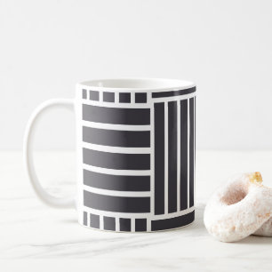 Caneca De Café Listras Horizontais Verticais Brancas Cinzas