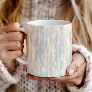 Caneca De Café Listras Iridescentes Cintilantes Cores Pastel Padr