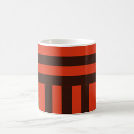 Caneca De Café Listras Laranja Escuro e Marrom Escuro