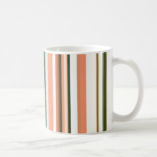 Caneca De Café Listras laranja verde branco modernas e sofisticad (Direita)