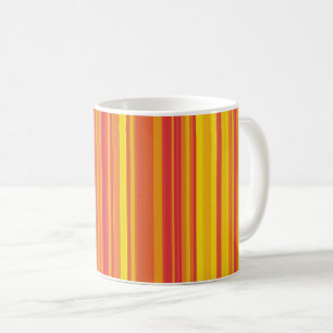 Caneca De Café Listras Laranja Vermelho Amarelo
