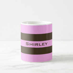 Caneca De Café Listras largas cor-de-rosa e chocolate por STaylor