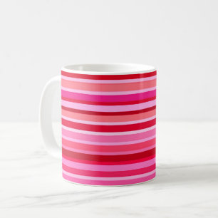 Caneca De Café Listras misturadas, Fúcsia, Marrom e Rosa