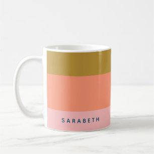 Caneca De Café Listras Modernas Elegantes em Tons Terrosos Bonito