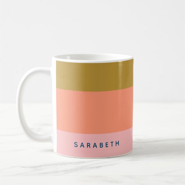Caneca De Café Listras Modernas Elegantes em Tons Terrosos Bonito (Esquerda)