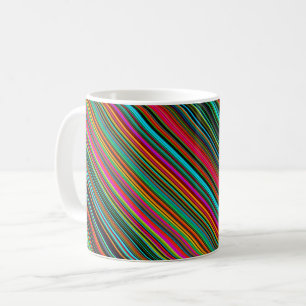Caneca De Café Listras Multicoloridas Coloridas