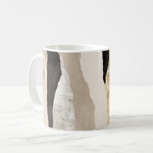 Caneca De Café Listras Prateadas Pretas Creme Dourado