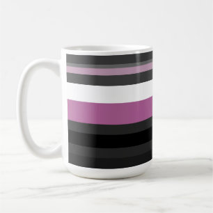Caneca De Café Listras Pretas, Cinzas e Brancas