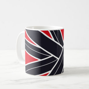 Caneca De Café Listras Pretas Irradiantes em Fundo Vermelho Claro
