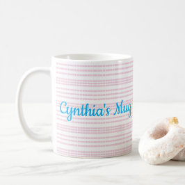 Caneca De Café Listras quadradas rosa e branco