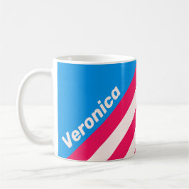 Caneca De Café Listras Retro Blue Crush com Nome