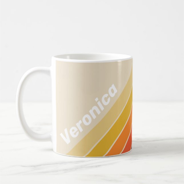 Caneca De Café Listras Retrô com Nome (Esquerda)