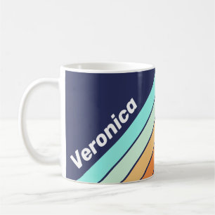 Caneca De Café Listras Retrô de Estilo Vintage com Nome