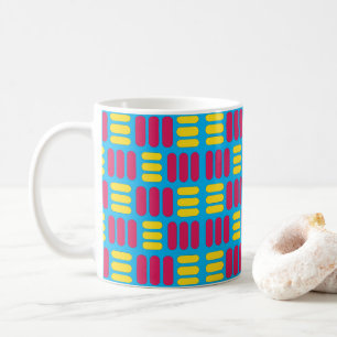Caneca De Café Listras Rosa Amarelo