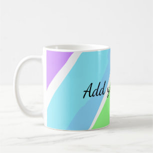 Caneca De Café Listras rosa azul verde adicionar nome mensagem de